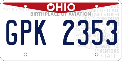 OH license plate GPK2353
