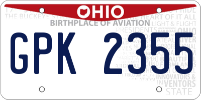 OH license plate GPK2355