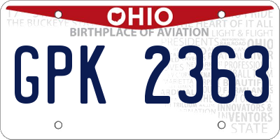 OH license plate GPK2363