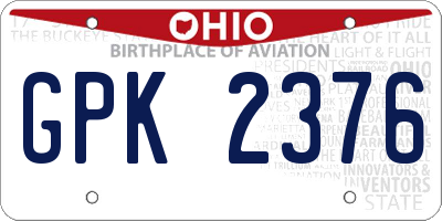 OH license plate GPK2376