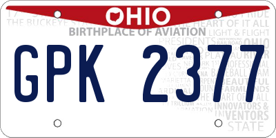 OH license plate GPK2377