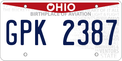OH license plate GPK2387