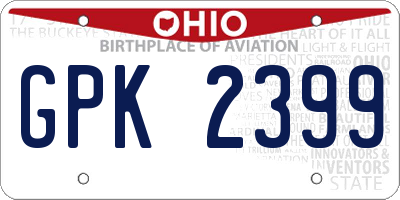 OH license plate GPK2399
