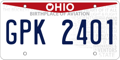 OH license plate GPK2401