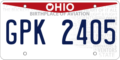 OH license plate GPK2405