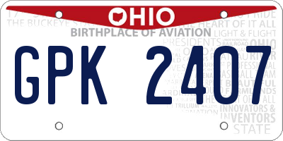 OH license plate GPK2407
