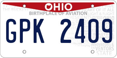 OH license plate GPK2409