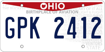 OH license plate GPK2412
