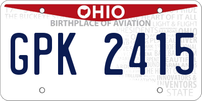 OH license plate GPK2415