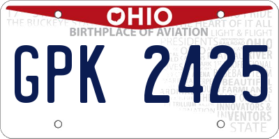 OH license plate GPK2425