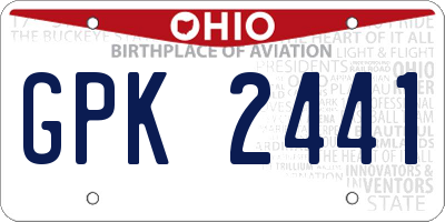 OH license plate GPK2441