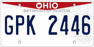 OH license plate GPK2446