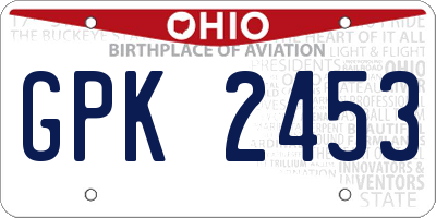 OH license plate GPK2453