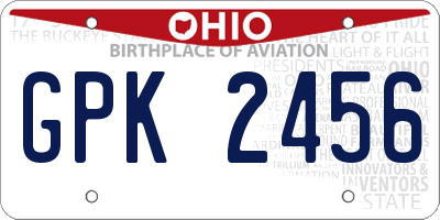 OH license plate GPK2456