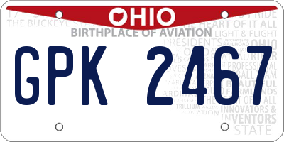 OH license plate GPK2467