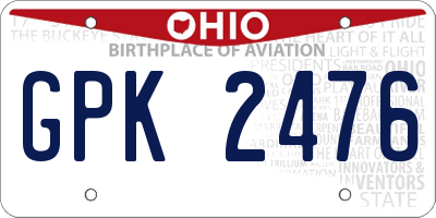 OH license plate GPK2476