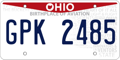 OH license plate GPK2485