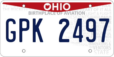 OH license plate GPK2497