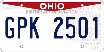 OH license plate GPK2501