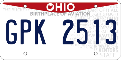 OH license plate GPK2513