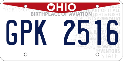 OH license plate GPK2516