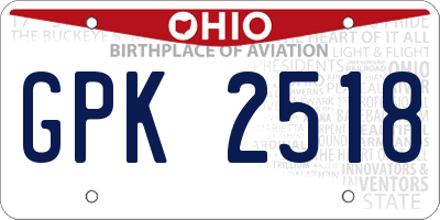 OH license plate GPK2518