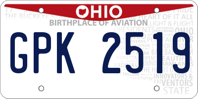 OH license plate GPK2519