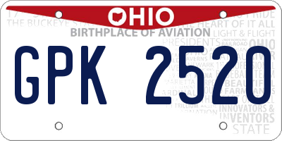 OH license plate GPK2520