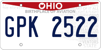 OH license plate GPK2522