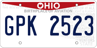 OH license plate GPK2523