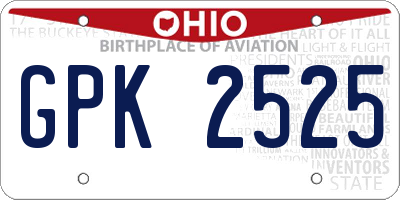 OH license plate GPK2525