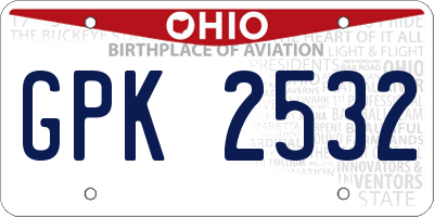 OH license plate GPK2532