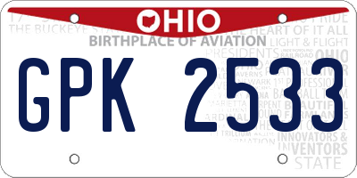 OH license plate GPK2533