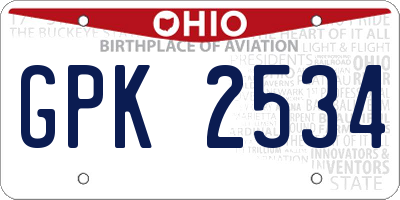 OH license plate GPK2534