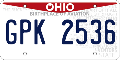 OH license plate GPK2536