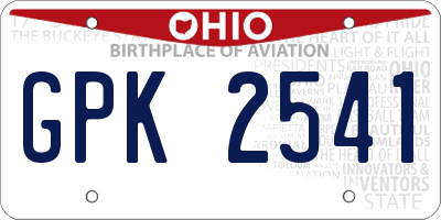 OH license plate GPK2541