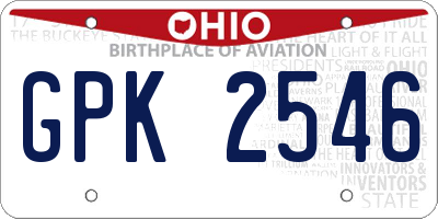 OH license plate GPK2546