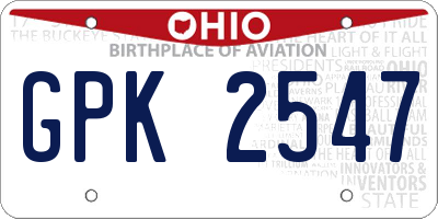 OH license plate GPK2547