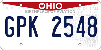OH license plate GPK2548