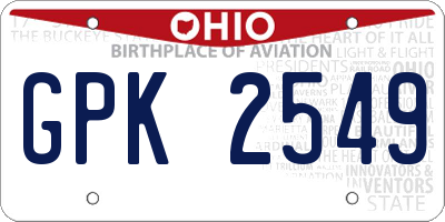 OH license plate GPK2549