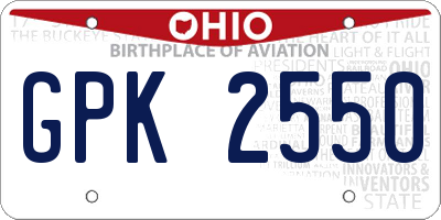 OH license plate GPK2550