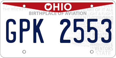 OH license plate GPK2553