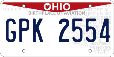 OH license plate GPK2554