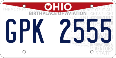 OH license plate GPK2555