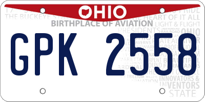 OH license plate GPK2558