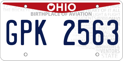 OH license plate GPK2563