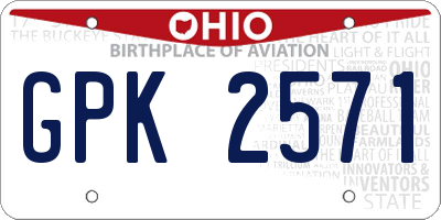 OH license plate GPK2571
