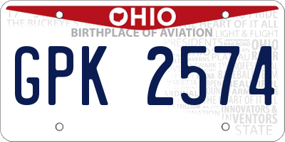 OH license plate GPK2574