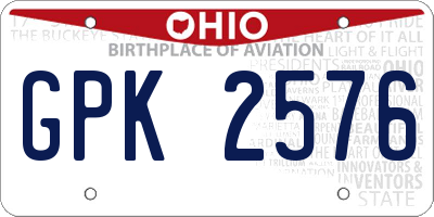 OH license plate GPK2576