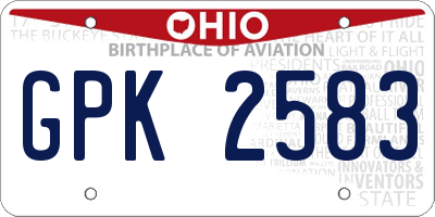 OH license plate GPK2583